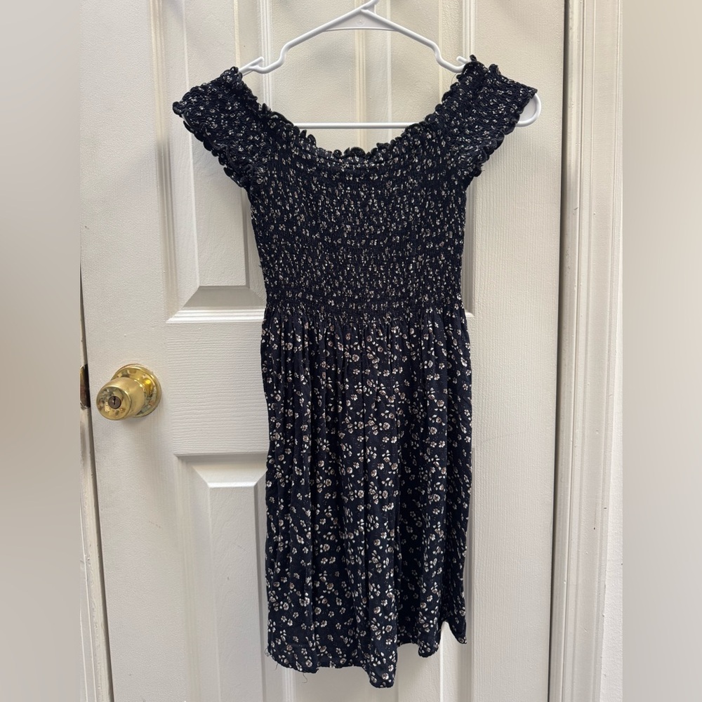 Brandy Melville Black Dress with Cream Floral Print
